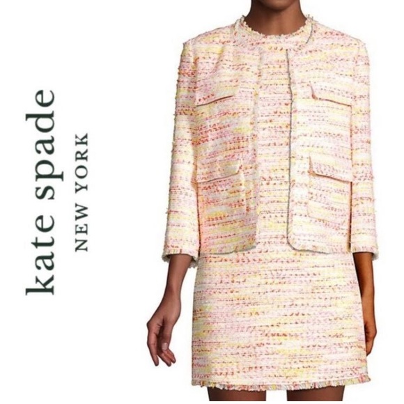 Kate spade New York Tweed Open Front Blazer Jacket, Size 10 - Picture 13 of 15